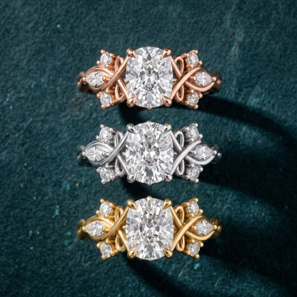 Auburn Vine Cluster Cushion Diamond Engagement Ring in White Gold - 3rings.jpg