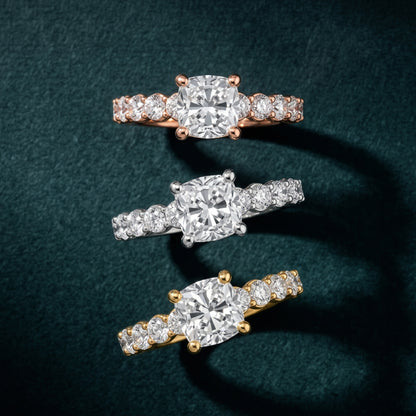 Sterling Statement Pavé Cushion Diamond Engagement Ring in Rose Gold - 3rings.jpg