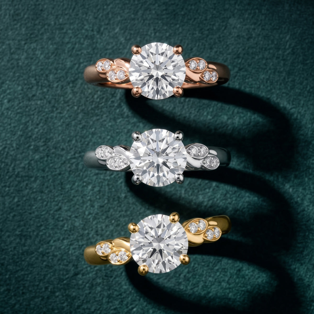 Robin Leaf Twist Round Diamond Engagement Ring in Silver - 3rings.jpg