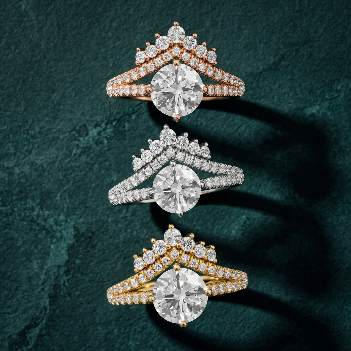 Annette Split Shank Pavé Round Diamond Engagement Ring in Yellow Gold - 3rings.jpg