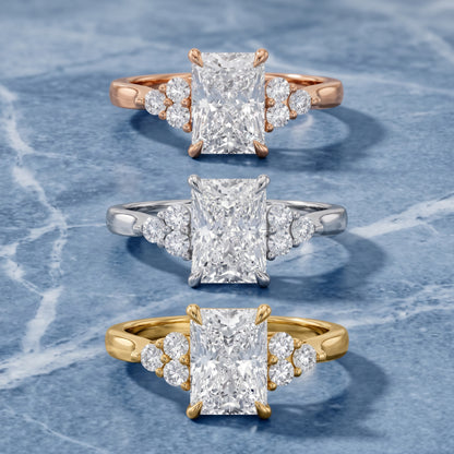 Anya Sidestone Cluster Radiant Diamond Engagement Ring in Rose Gold - 3rings.jpg