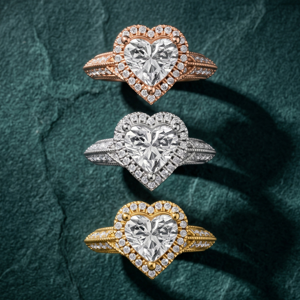 Logan Milgrain Halo Heart Diamond Engagement Ring in White Gold - 3rings.jpg