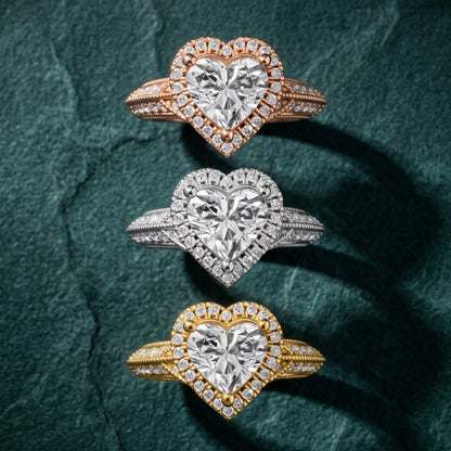Logan Milgrain Halo Heart Diamond Engagement Ring in White Gold - 3rings.jpg