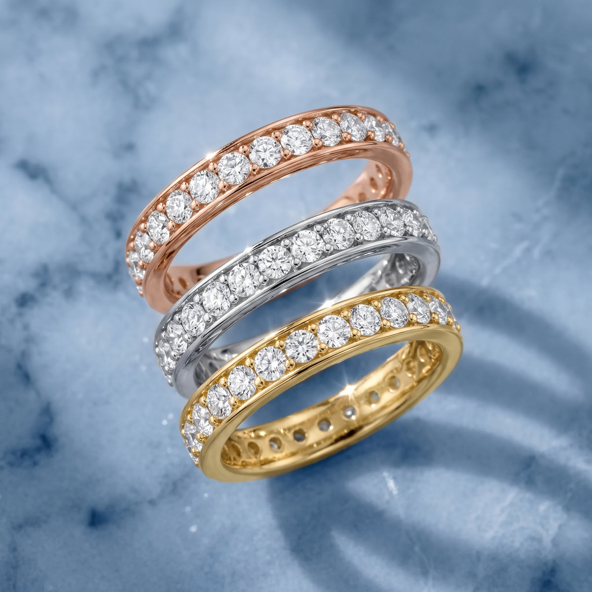 Juniper Classic Pavé Round Diamond Eternity Band in Silver - 3rings.jpg