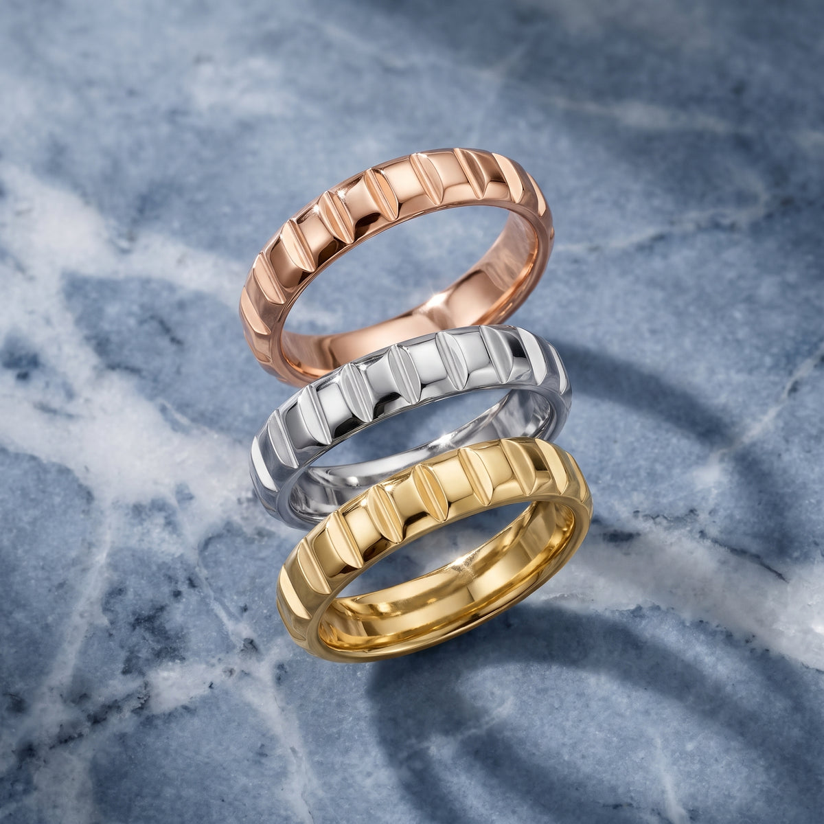 Laurel Grooved Low Dome Wedding Band in Yellow Gold - 3rings.jpg
