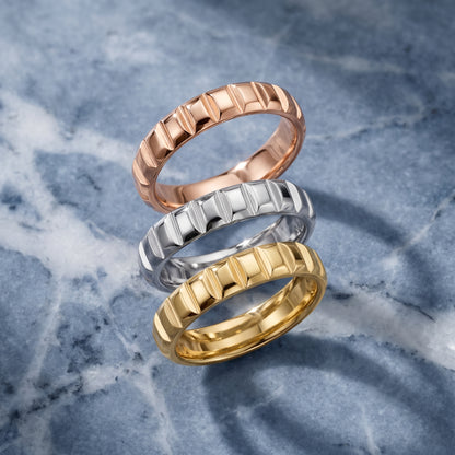 Laurel Grooved Low Dome Wedding Band in Yellow Gold - 3rings.jpg