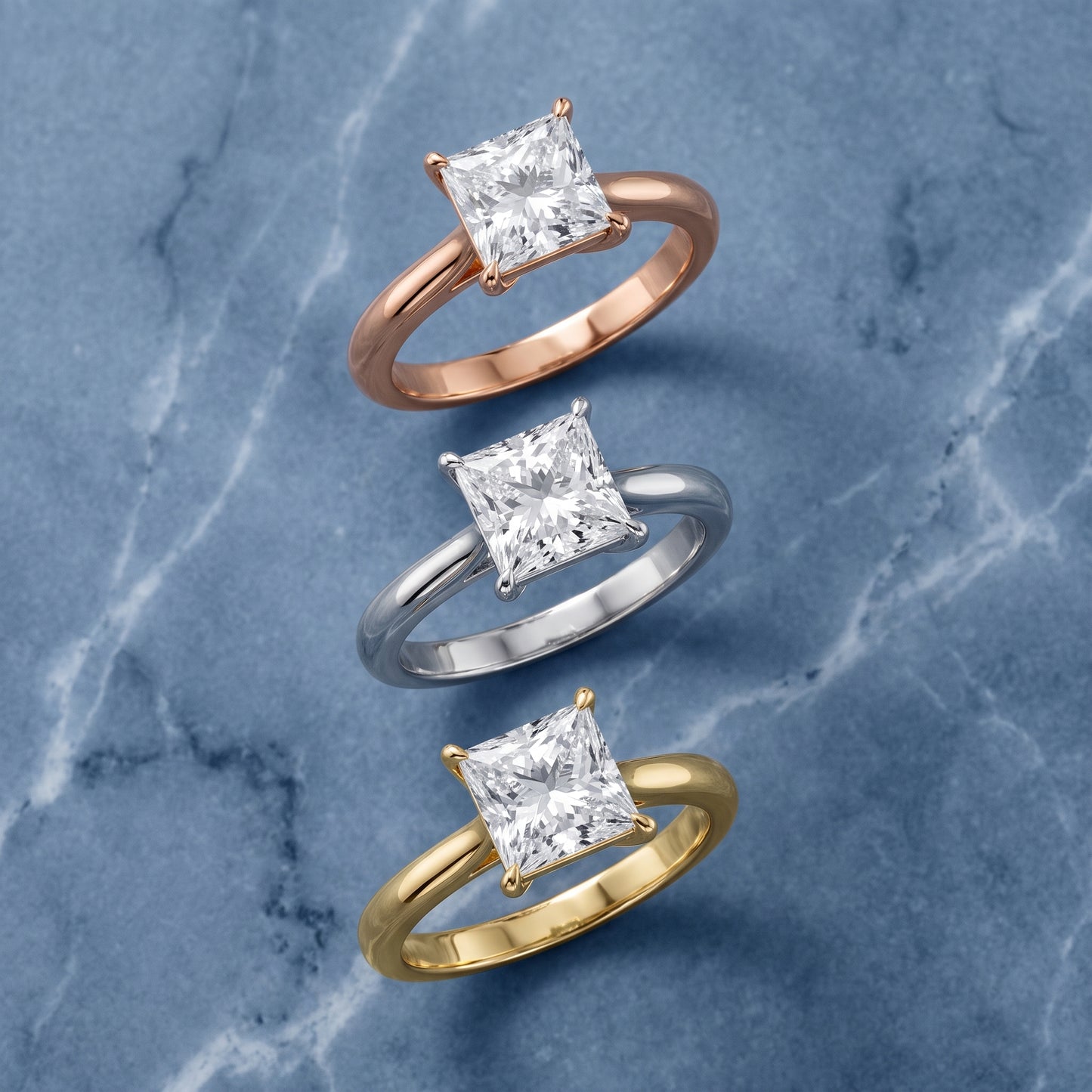 Kalia Knife Edge Solitaire Princess Diamond Engagement Ring in Rose Gold - 3rings.jpg