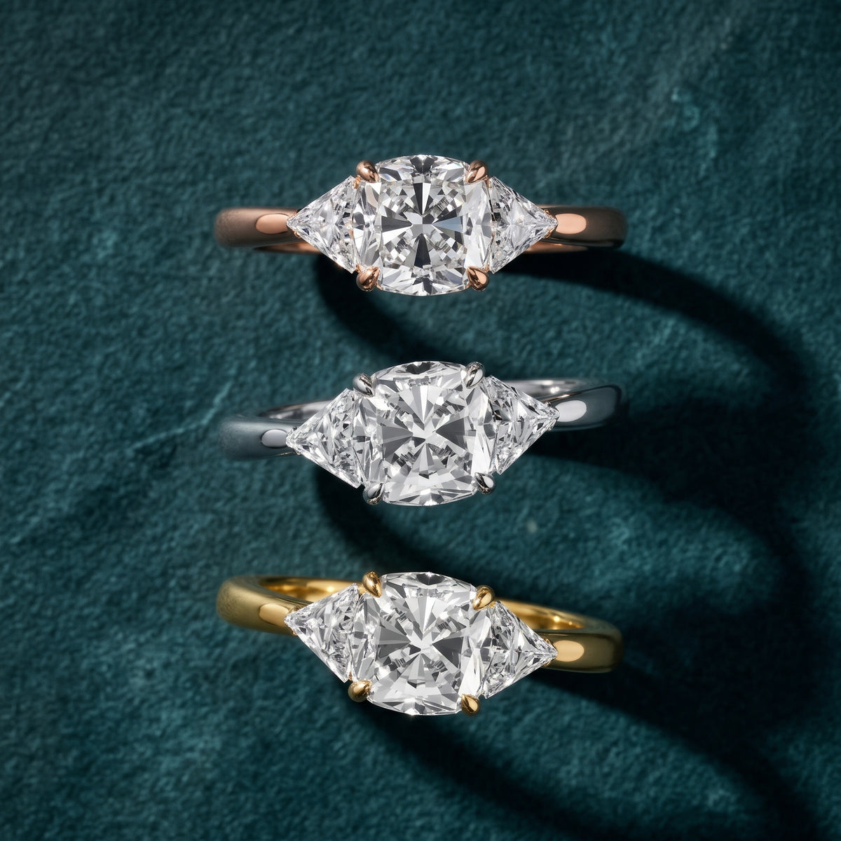 Clemency Three-Stone Cathedral Cushion Diamond Engagement Ring in Platinum - 3rings.jpg