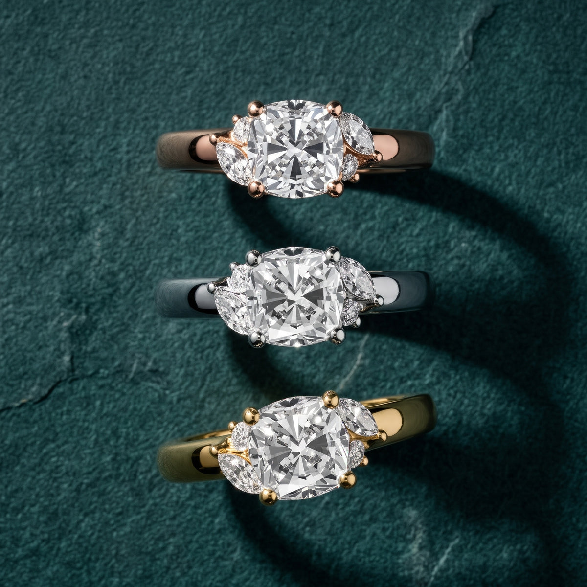 Napa Leaf Cluster Cushion Diamond Engagement Ring in Silver - 3rings.jpg