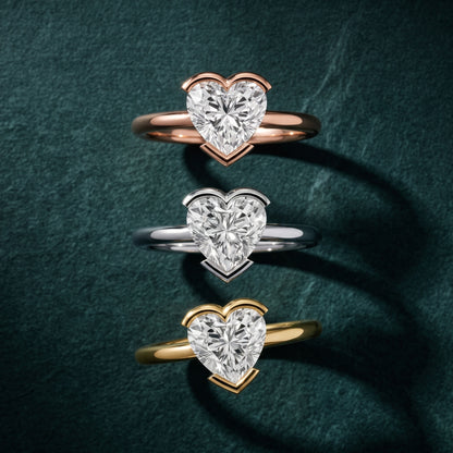 Bedford Half Bezel Solitaire Heart Diamond Engagement Ring in White Gold - 3rings.jpg