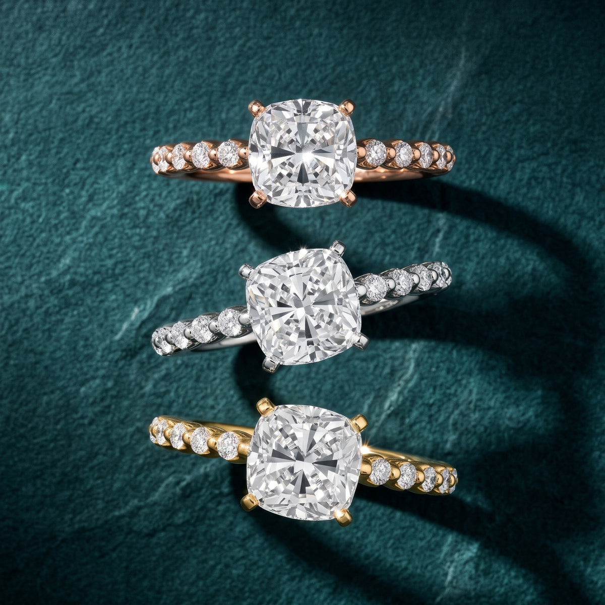 Lilia Beaded Pavé Cushion Diamond Engagement Ring in Rose Gold - 3rings.jpg