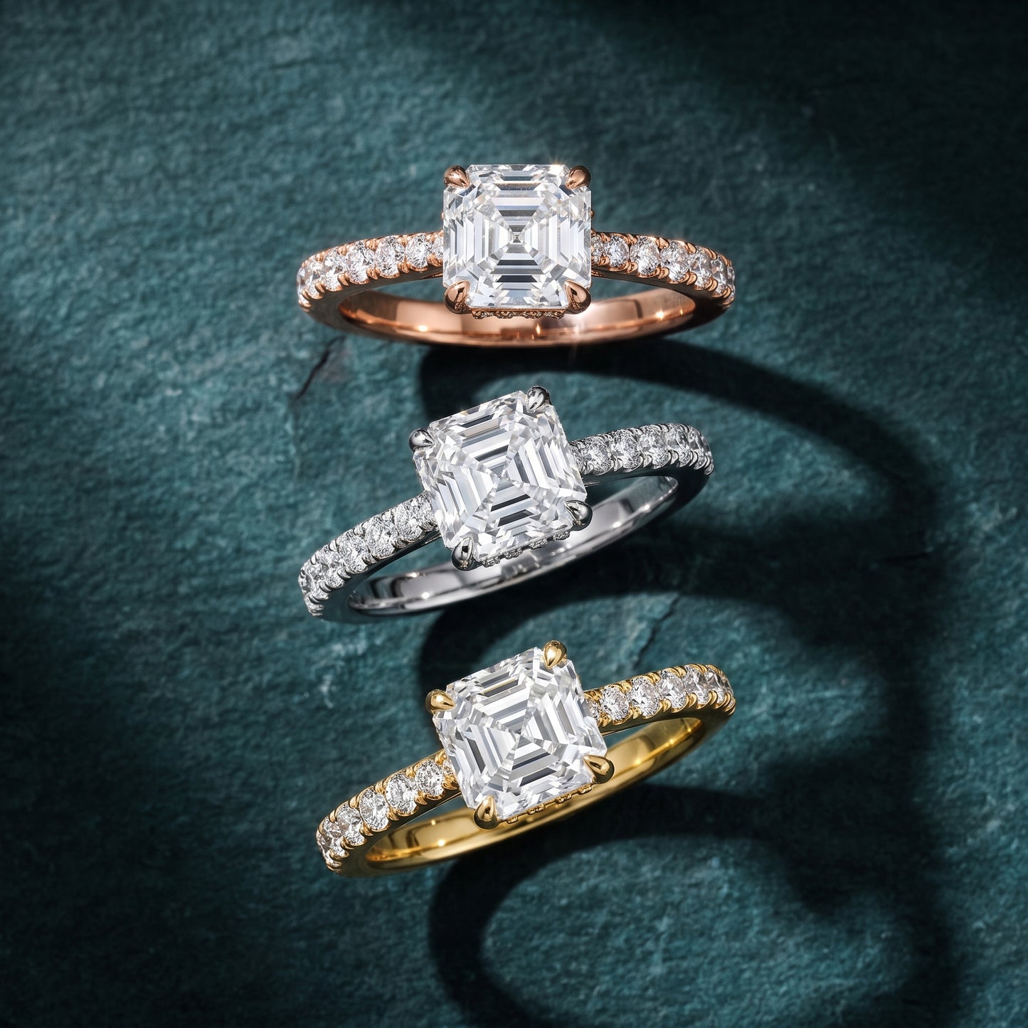 Gia Hidden Halo Pavé Asscher Diamond Ring in Silver - 3rings.jpg