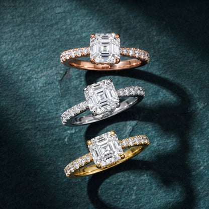 Gia Hidden Halo Pavé Asscher Diamond Ring in Silver - 3rings.jpg