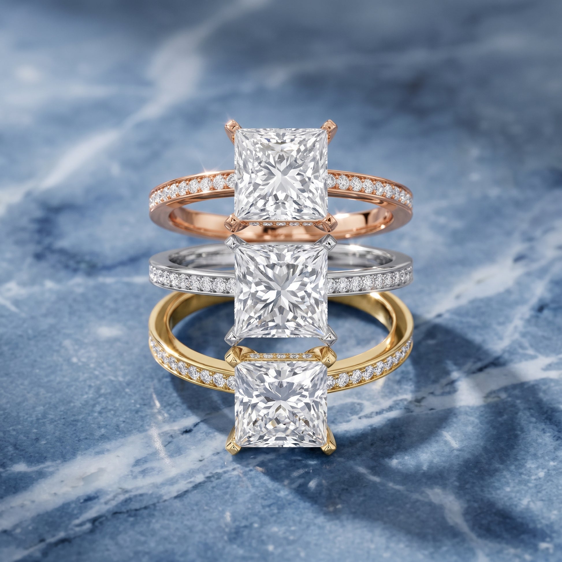 Naia Hidden Halo Princess Diamond Ring in Silver - 3rings.jpg