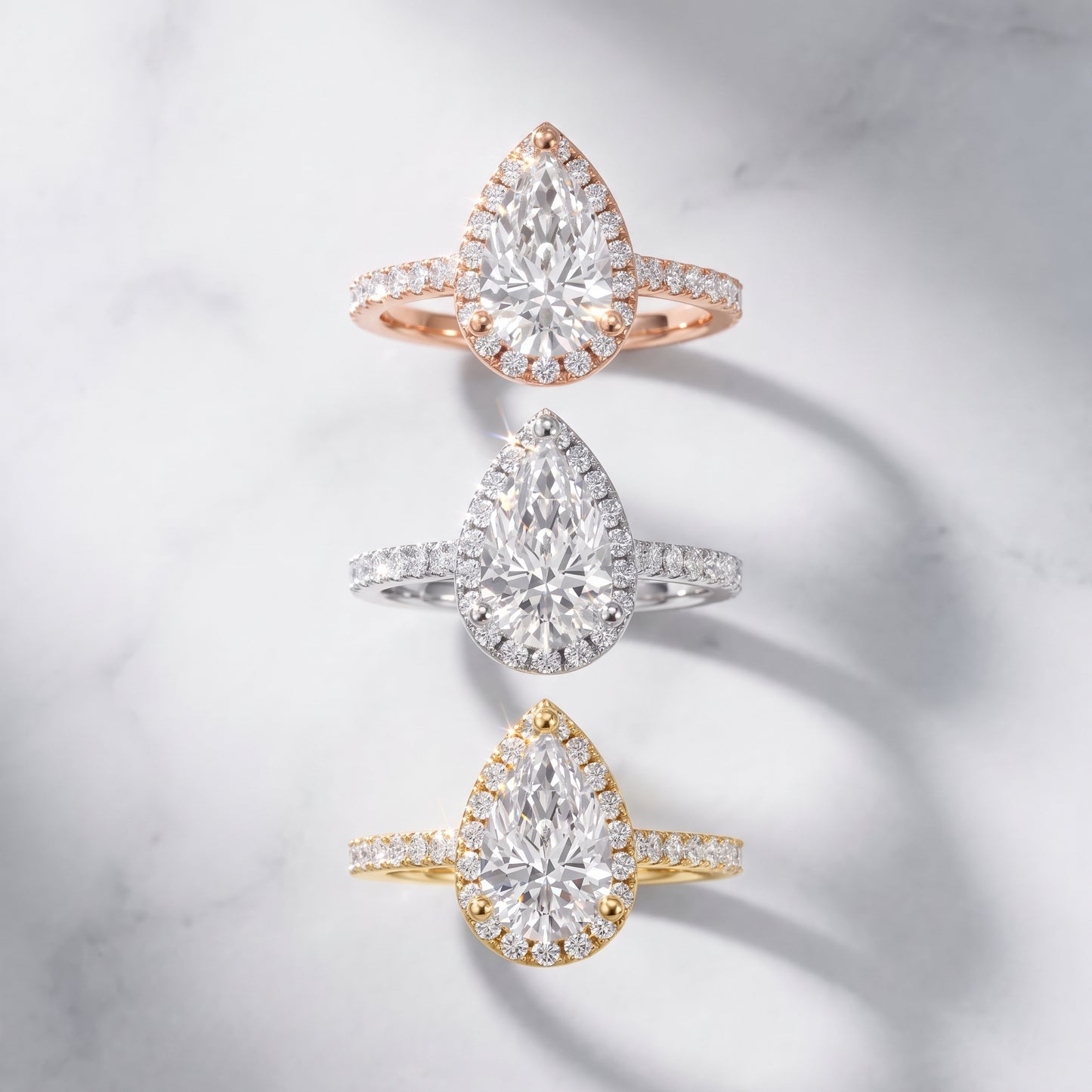 Sophie Halo Pavé Pear Diamond Ring in Yellow Gold - 3rings.jpg