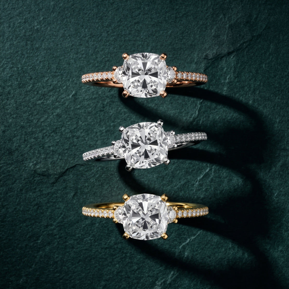Nerissa Three-Stone Micropavé Cushion Diamond Engagement Ring in White Gold - 3rings.jpg