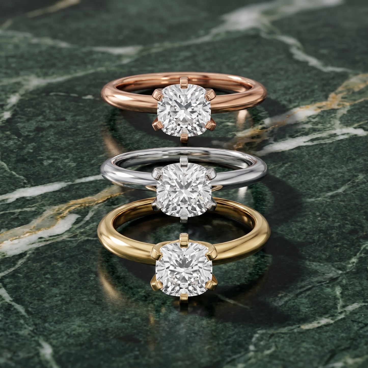 Amira Six-Prong Solitaire Cushion Diamond Engagement Ring in Rose Gold - 3rings.jpg