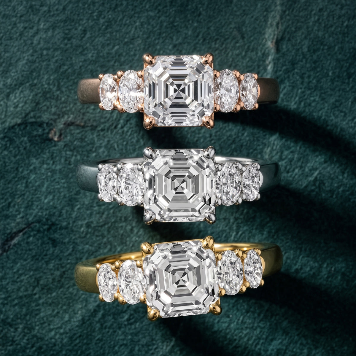 Kirsten Graduated Five-Stone Asscher Diamond Engagement Ring in Yellow Gold - 3rings.jpg