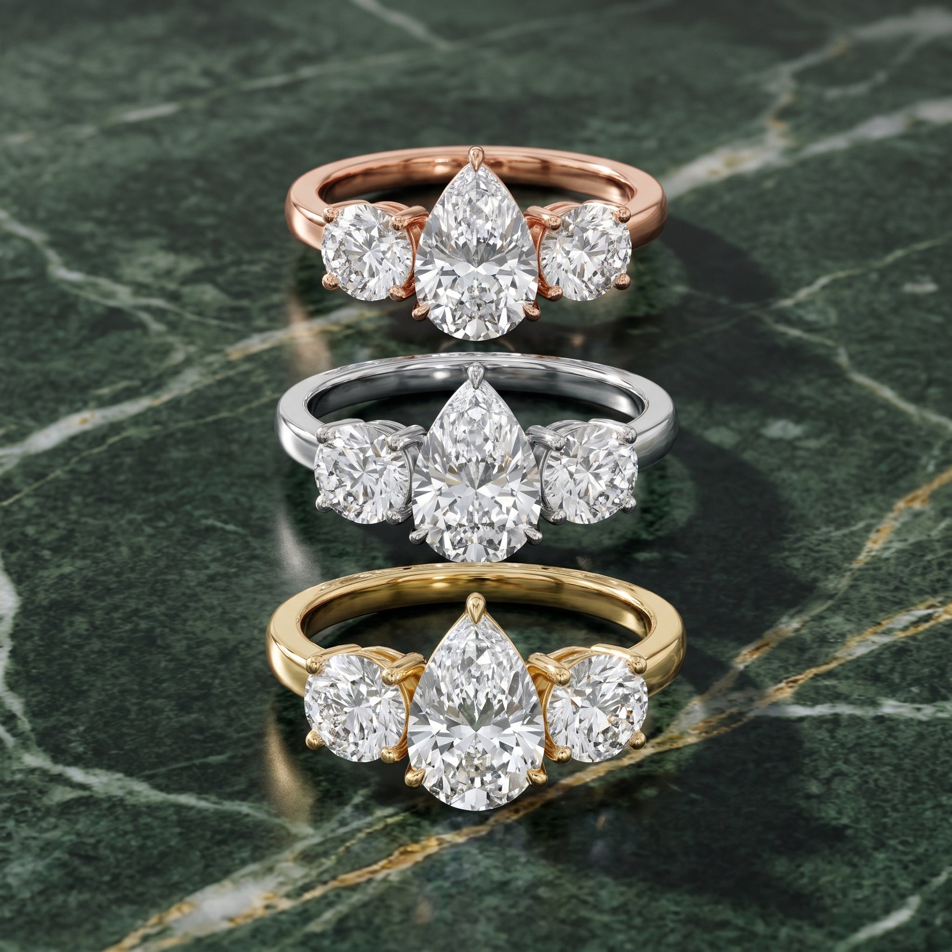 Esme Three-Stone Tapered Pear Diamond Ring in Silver - 3rings.jpg