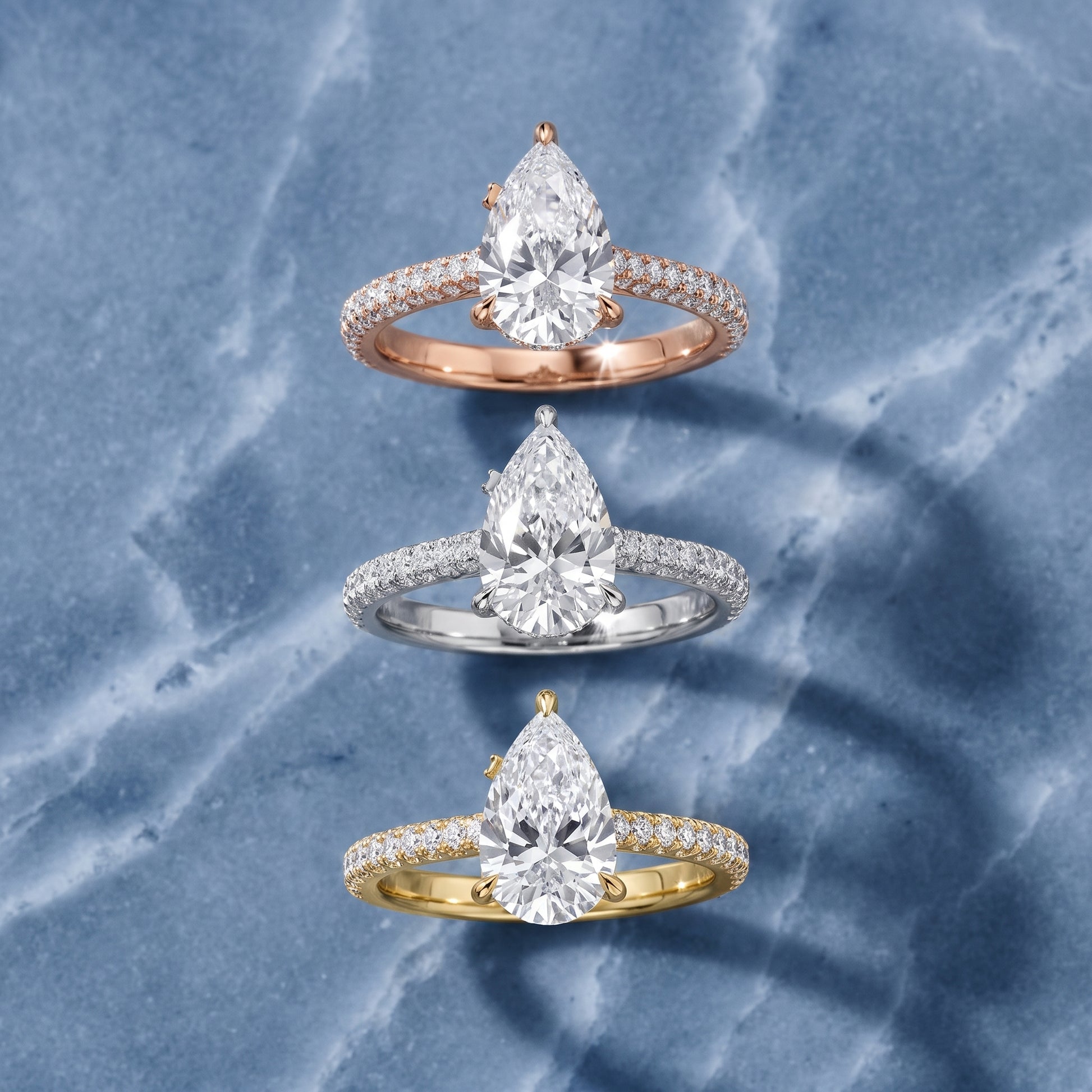 Della Hidden Halo Pavé Pear Diamond Engagement Ring in Silver - 3rings.jpg
