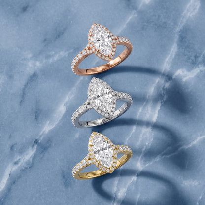 Bella Halo Pavé Marquise Diamond Engagement Ring in Rose Gold - 3rings.jpg