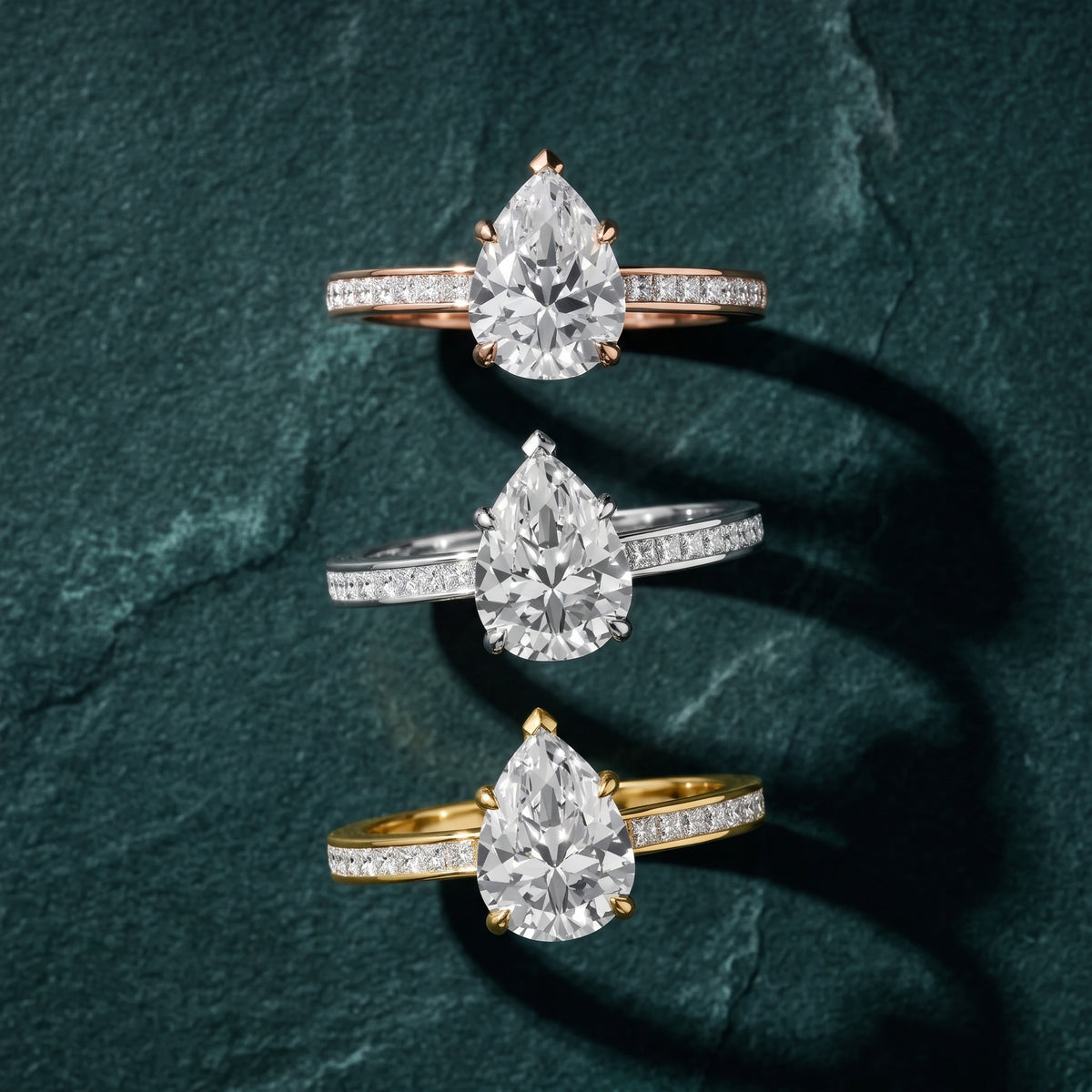 Freja Channel Set Pear Diamond Engagement Ring in Yellow Gold - 3rings.jpg