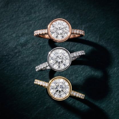 Cora Bezel Pavé Round Diamond Ring in Yellow Gold - 3rings.jpg