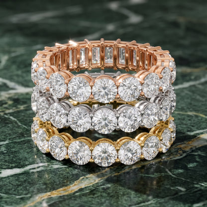 Malia Shared Prong Round & Emerald Diamond Eternity Band in White Gold - 3rings.jpg