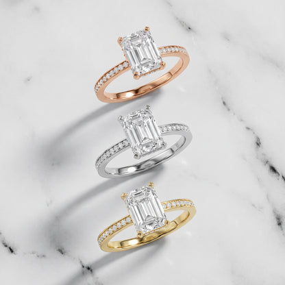 Naia Hidden Halo Emerald Diamond Ring in Rose Gold - 3rings.jpg