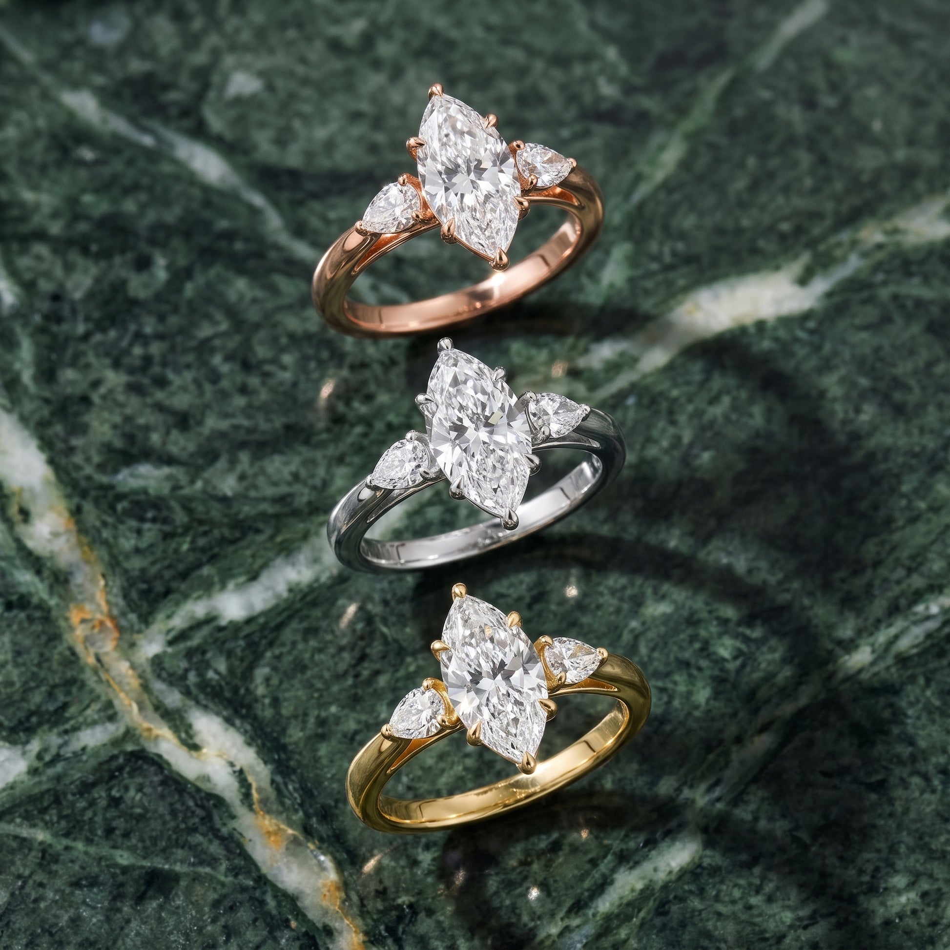 Phoebe Three-Stone Marquise Diamond Ring in Rose Gold - 3rings.jpg