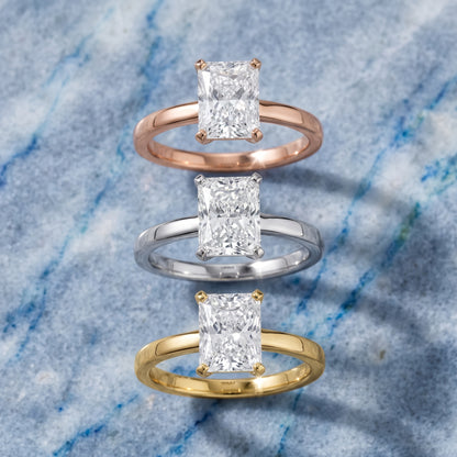 Liana Solitaire Claw Prong Radiant Diamond Engagement Ring in White Gold - 3rings.jpg