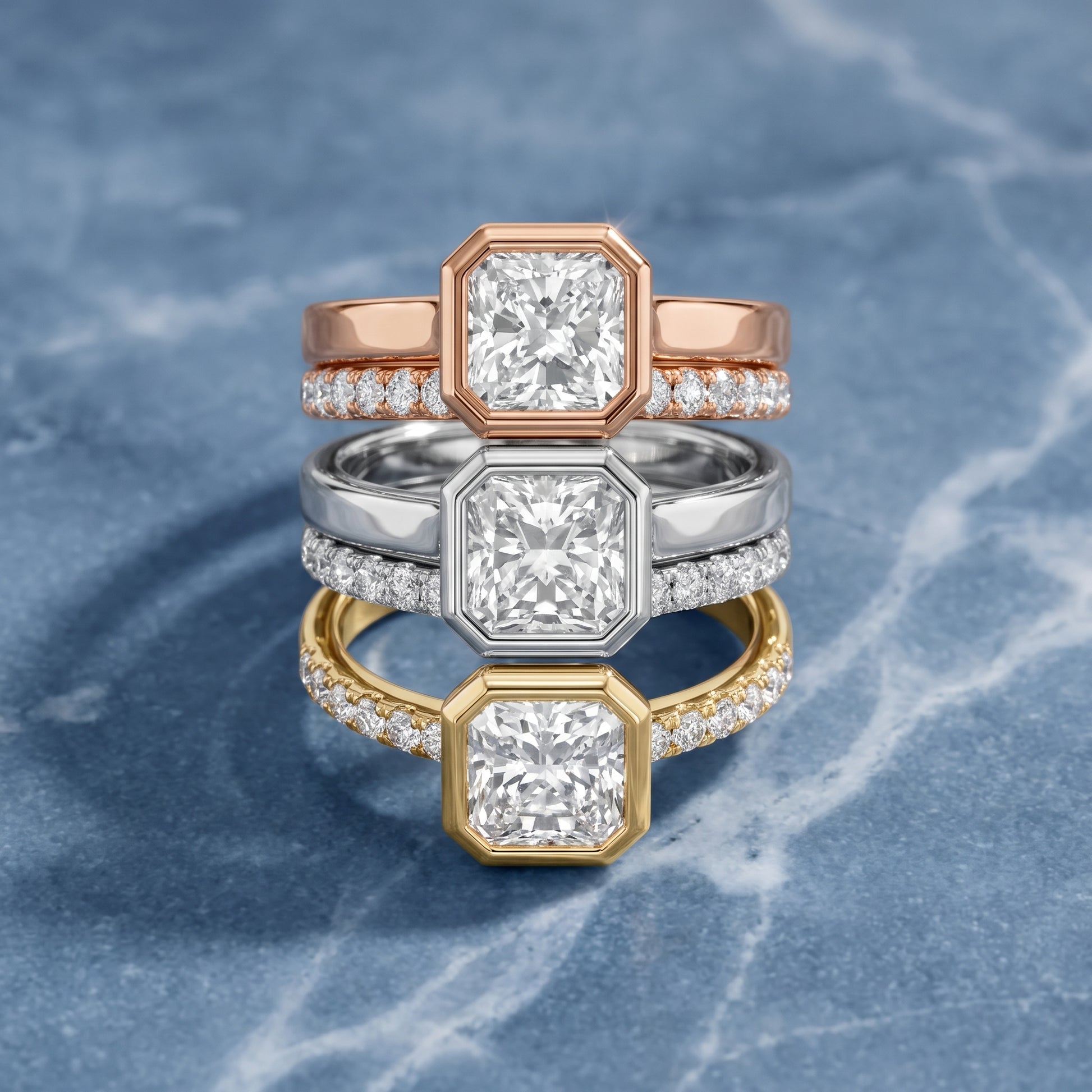 Ayla Bezel Bypass Radiant Diamond Ring in Yellow Gold - 3rings.jpg