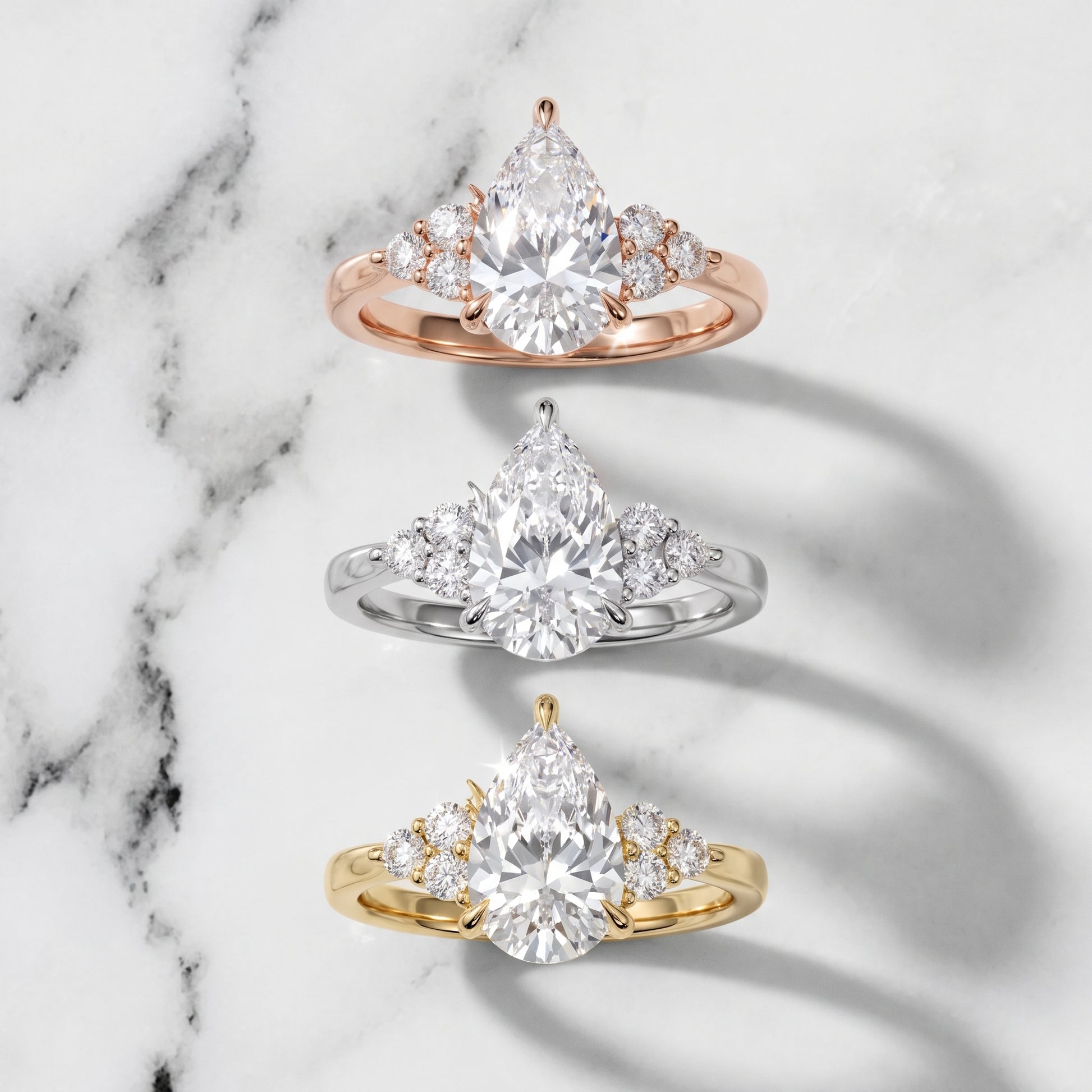 Anya Sidestone Cluster Pear Diamond Ring in Yellow Gold - 3rings.jpg