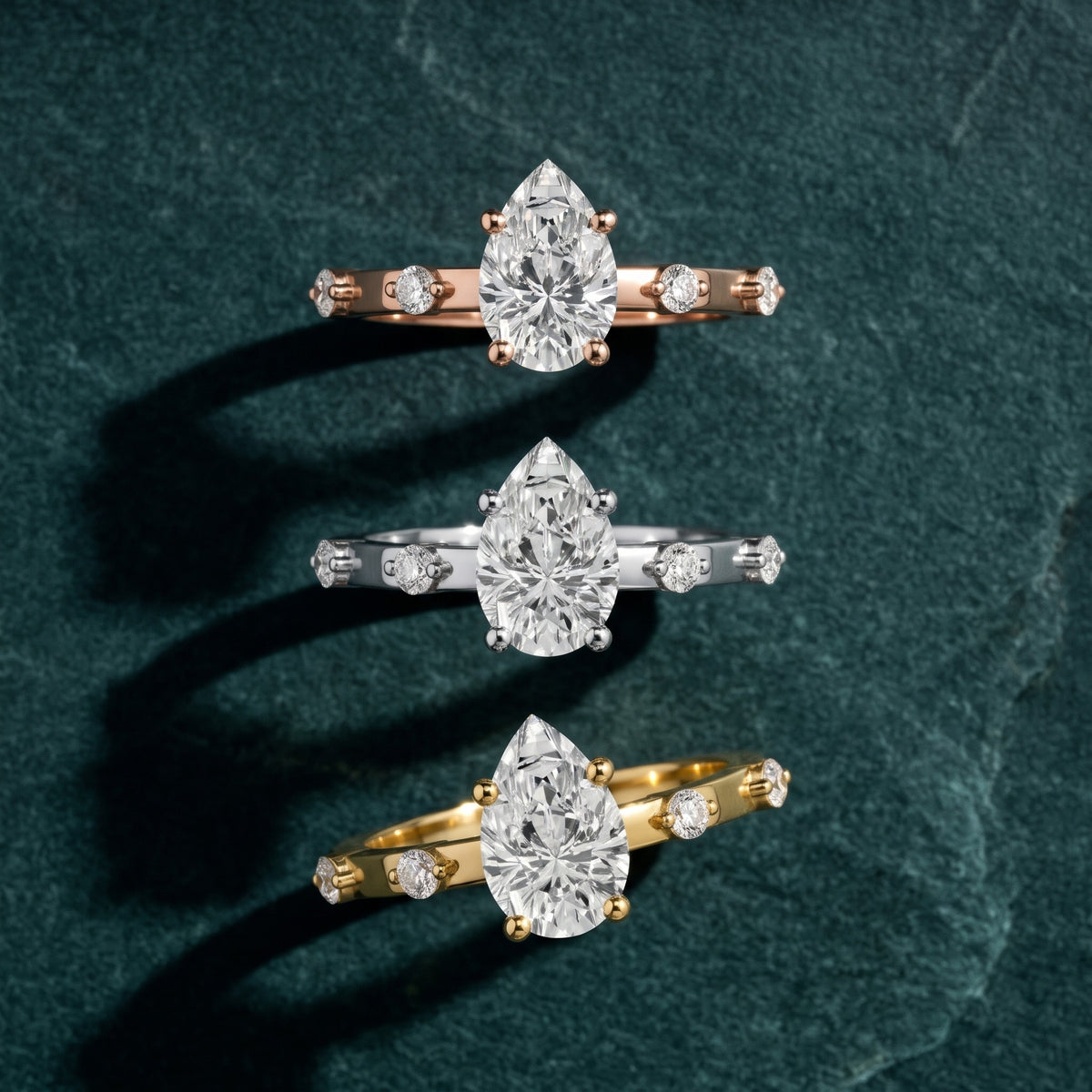 Elena Radiance Solitaire Pear Diamond Engagement Ring in White Gold - 3rings.jpg