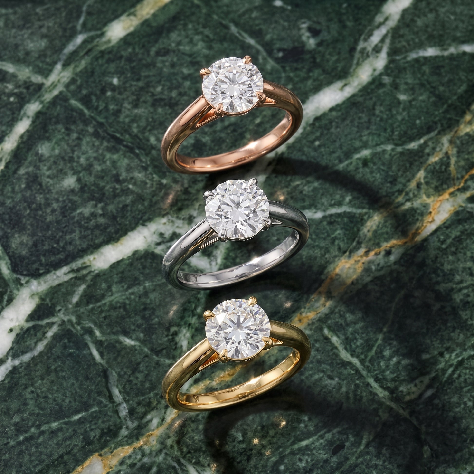 Sadie Cathedral Solitaire Round Diamond Ring in Yellow Gold - 3rings.jpg