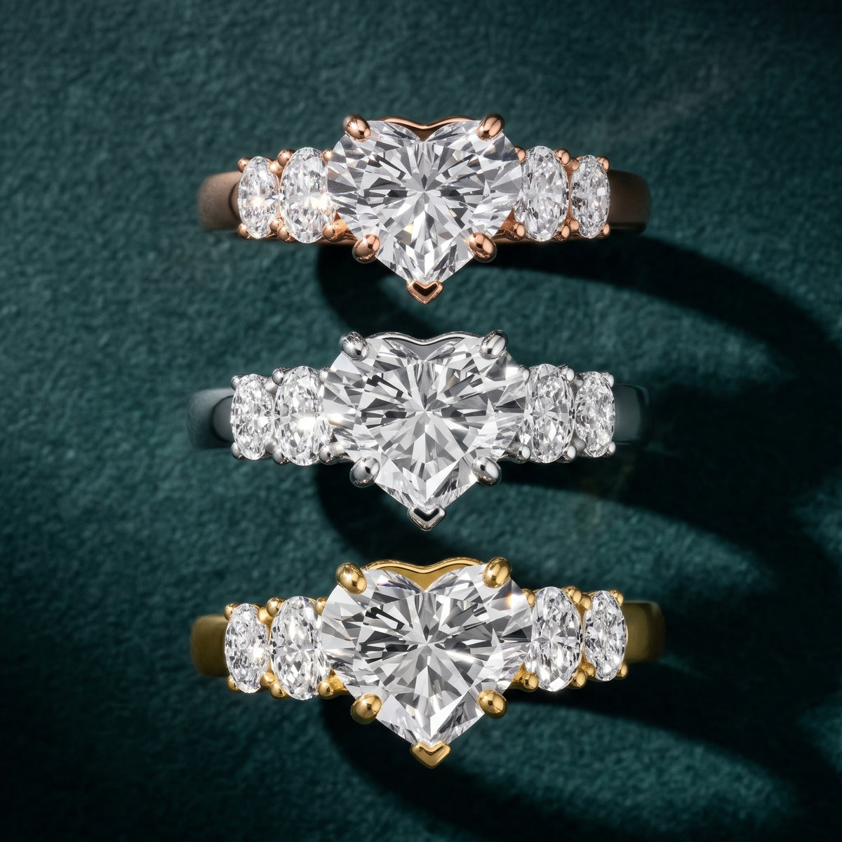 Kirsten Graduated Five-Stone Heart Diamond Engagement Ring in Platinum - 3rings.jpg