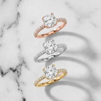 Violet Hidden Halo Pavé Cushion Diamond Ring in Yellow Gold - 3rings.jpg