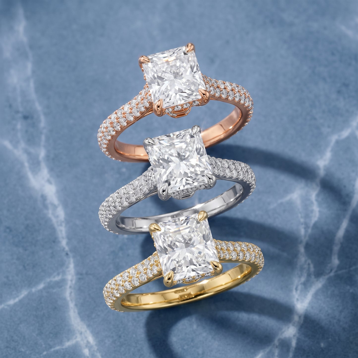 Della Hidden Halo Pavé Radiant Diamond Engagement Ring in Platinum - 3rings.jpg