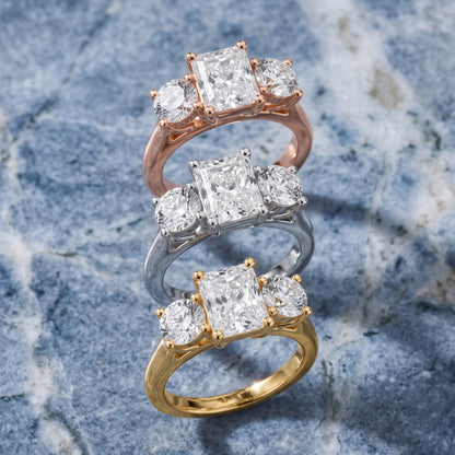 Callie Three-Stone Trellis Radiant Diamond Engagement Ring in Rose Gold - 3rings.jpg