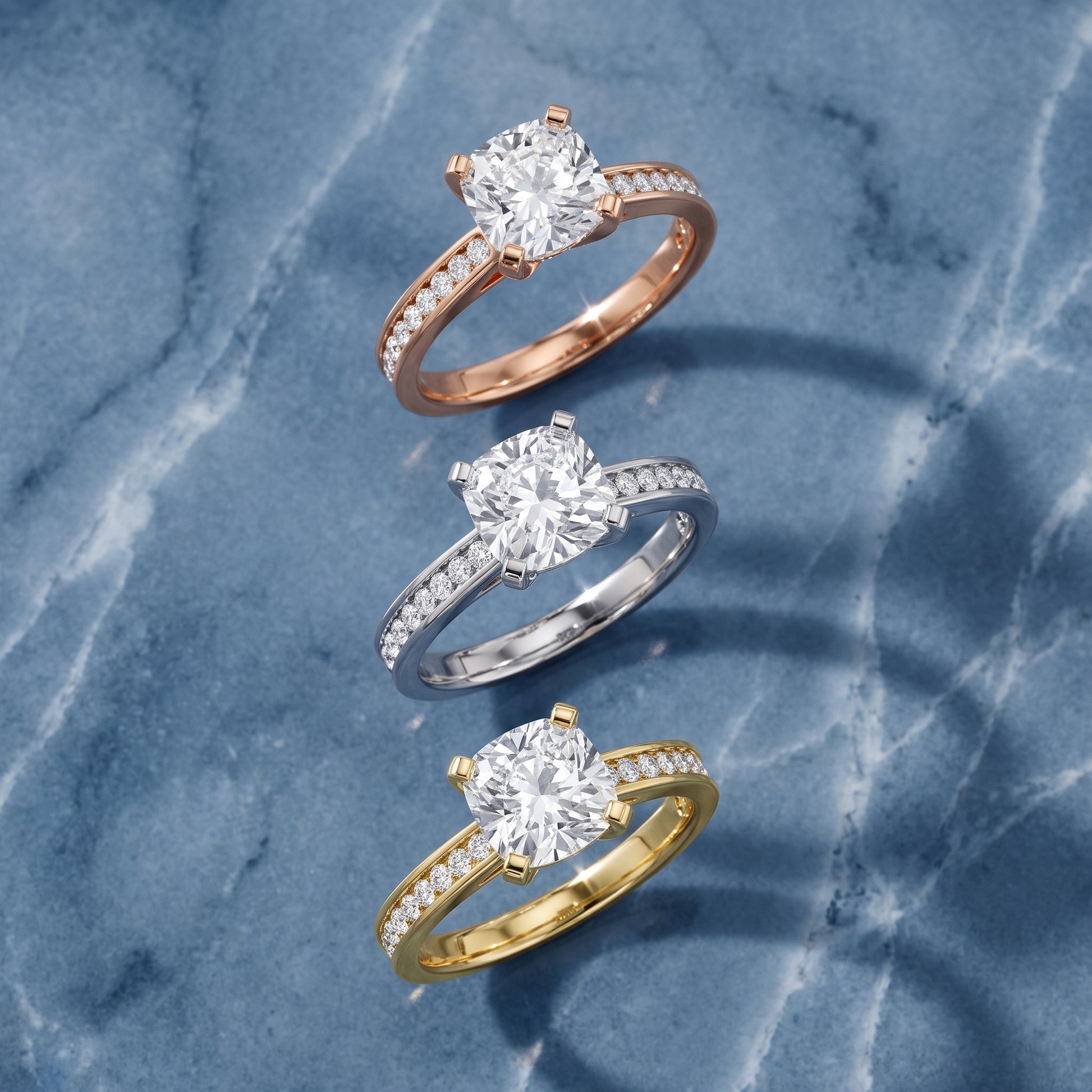 Tessa Solitaire Channel Set Cushion Diamond Engagement Ring in Rose Gold - 3rings.jpg