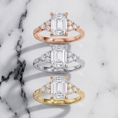 Anya Sidestone Cluster Emerald Diamond Ring in Silver - 3rings.jpg