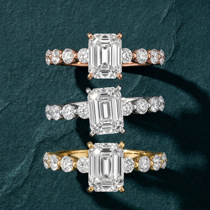 Maura Beaded Statement Emerald Diamond Engagement Ring in Platinum - 3rings.jpg