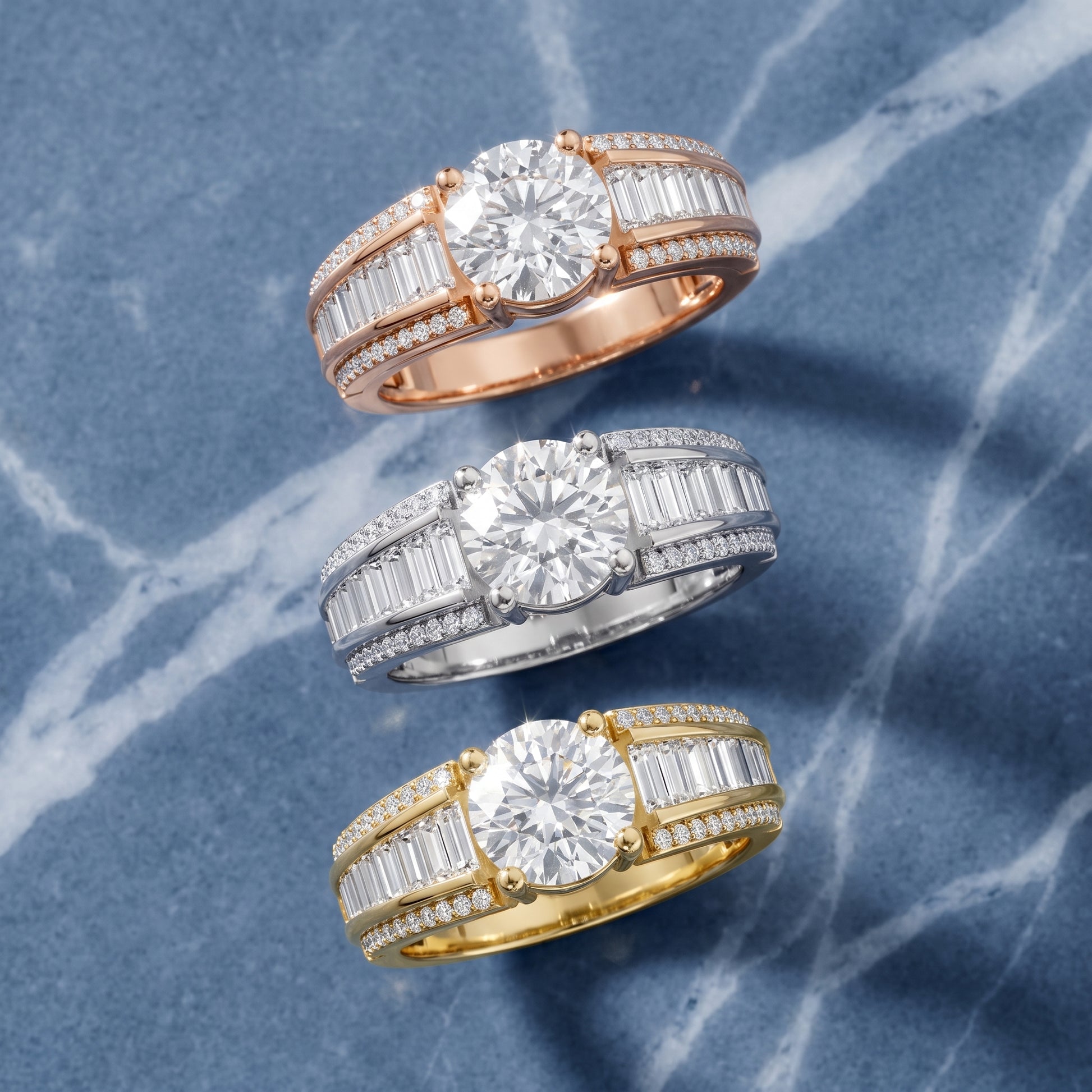 Halle Channel Set Baguette Accent Round Diamond Engagement Ring in Silver - 3rings.jpg