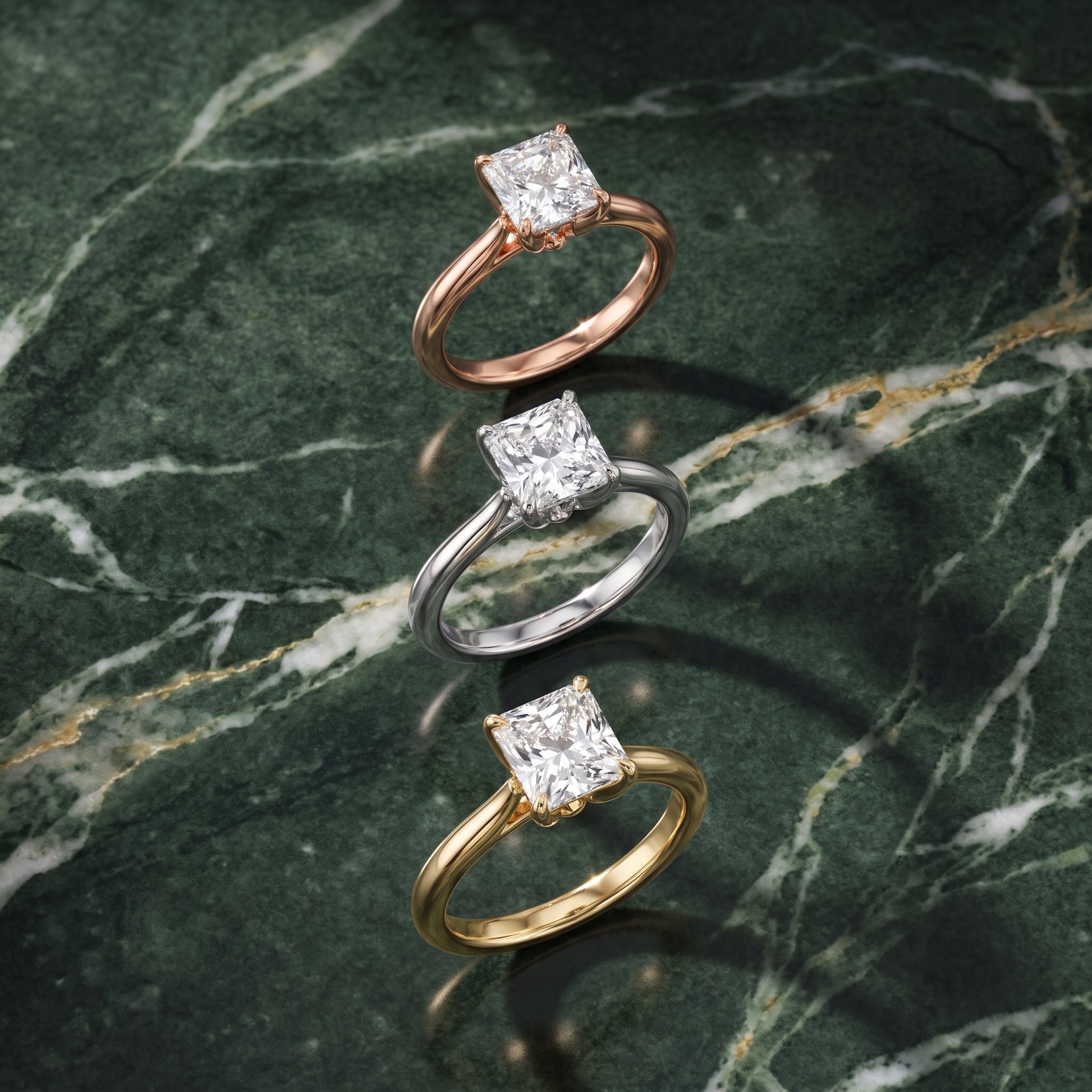 Evie Solitaire Six-Prong Radiant Diamond Engagement Ring in Yellow Gold - 3rings.jpg