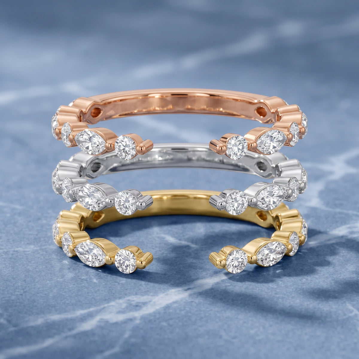 Hollis Shared Prong Round & Marquise Diamond Wedding Band in Rose Gold - 3rings.jpg