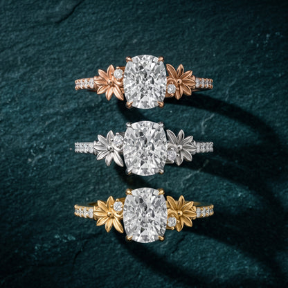 Leland Floral Pavé Cushion Diamond Engagement Ring in Platinum - 3rings.jpg