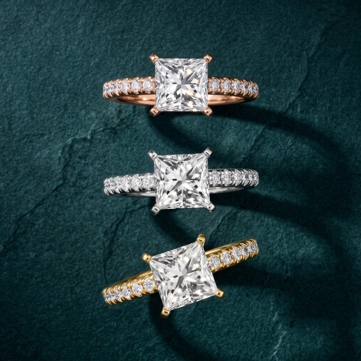 Raquel Scalloped Pavé Princess Diamond Engagement Ring in Platinum - 3rings.jpg