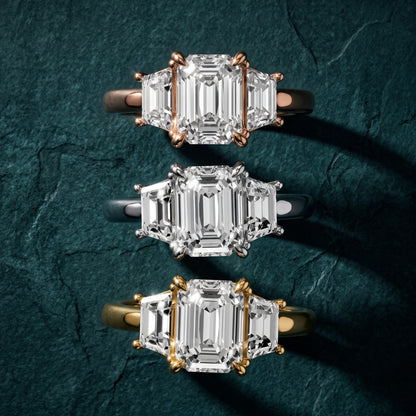 Filippa Trapezoid Three-Stone Emerald Diamond Engagement Ring in White Gold - 3rings.jpg
