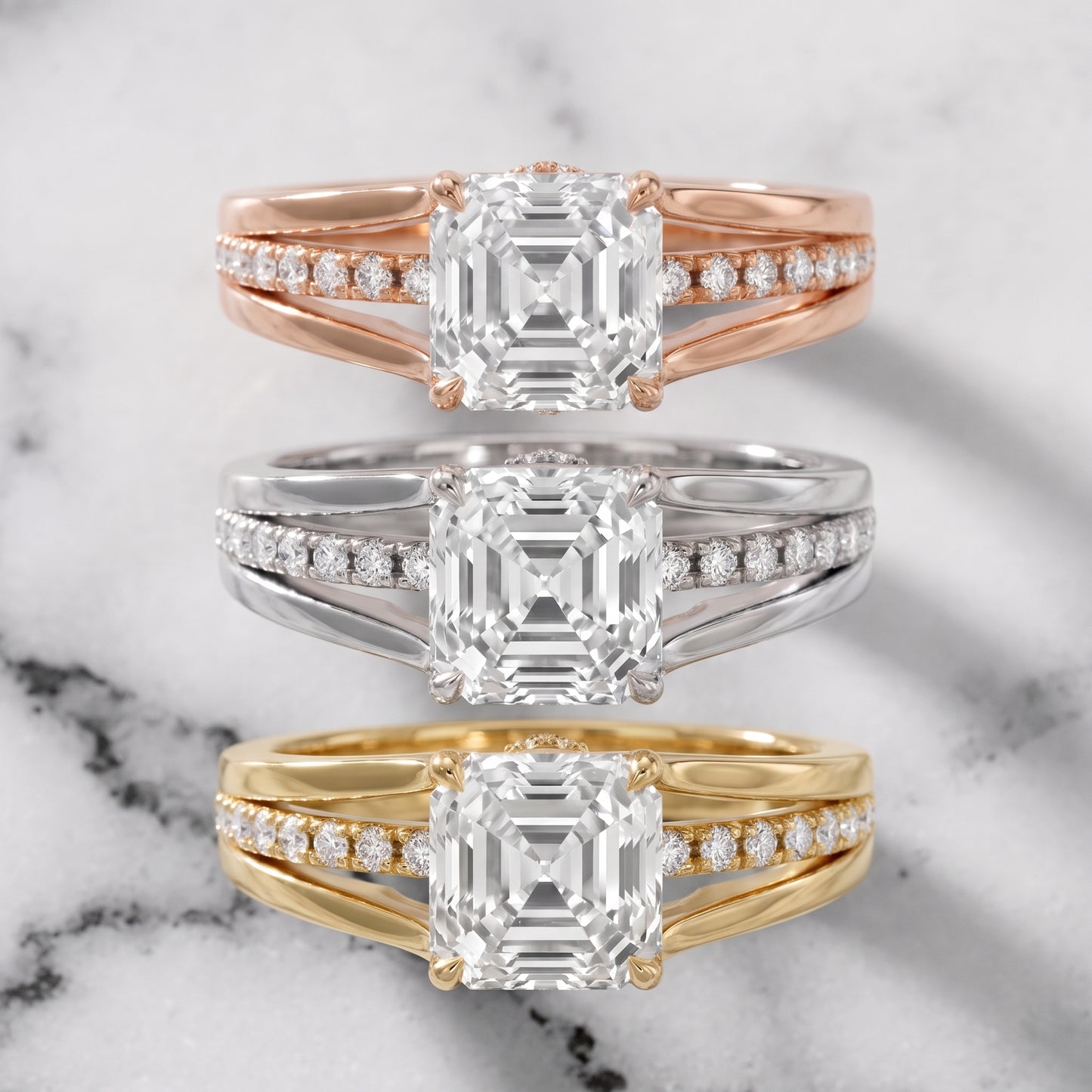 Scarlett Split Shank Pavé Asscher Diamond Ring in White Gold - 3rings.jpg