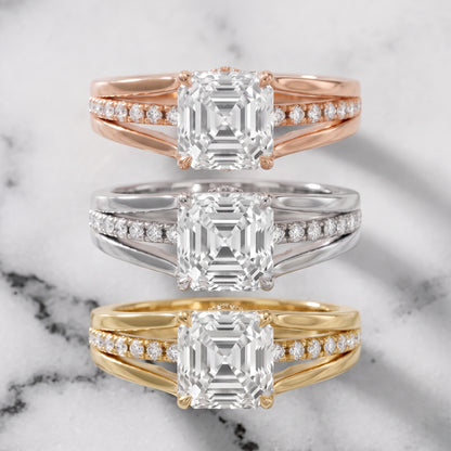 Scarlett Split Shank Pavé Asscher Diamond Ring in White Gold - 3rings.jpg